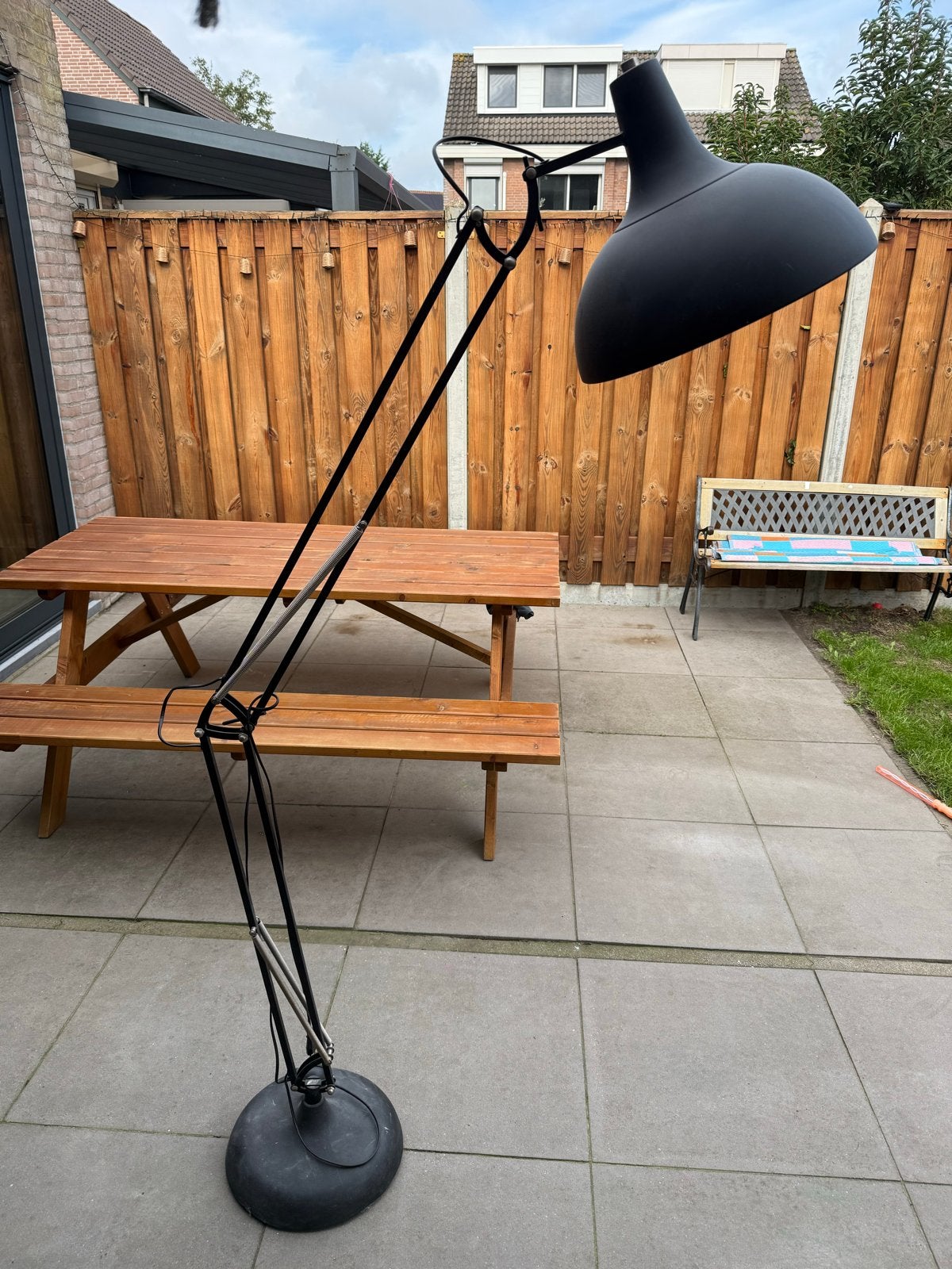 Grote Industriële Vloerlamp - Zwart, Gebruikt, 200 cm of meer, Metaal, E27 (groot)