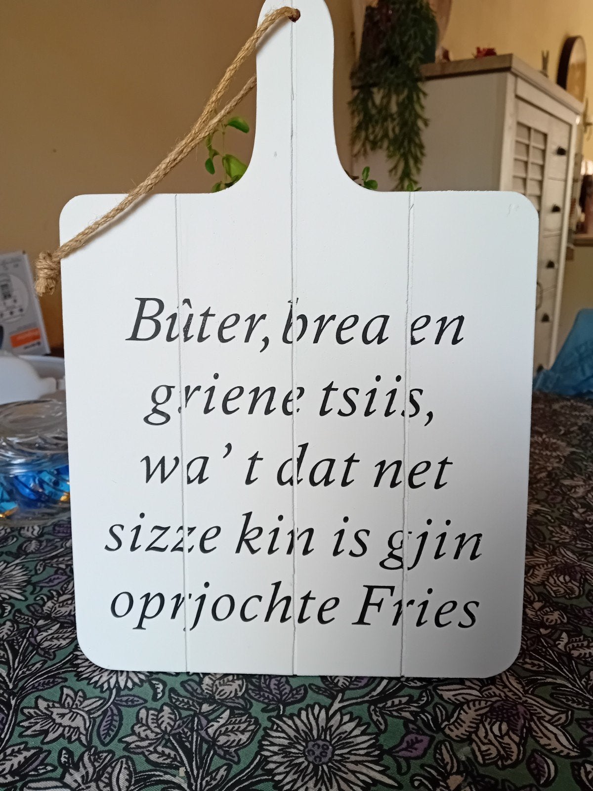 Leuk tekstbord met fries dialect, Ophalen of Verzenden, Zo goed als nieuw