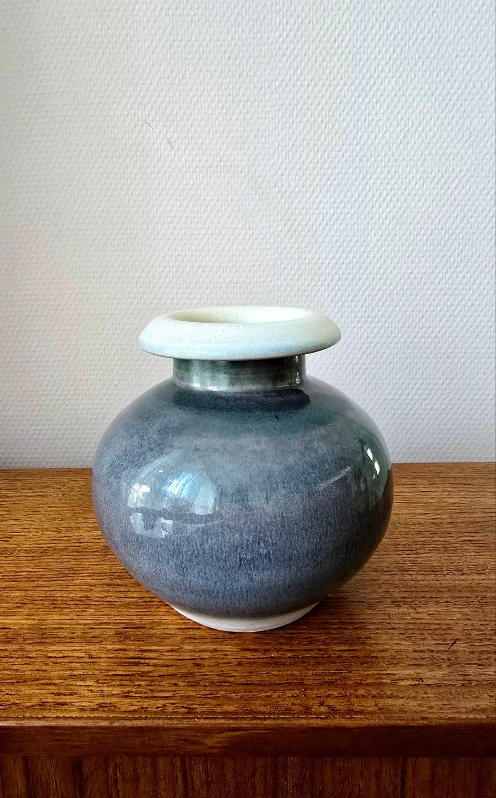 Vintage Kraagvaas Organisch Glazuur Japandi Scandi 70s 80s, Ophalen of Verzenden