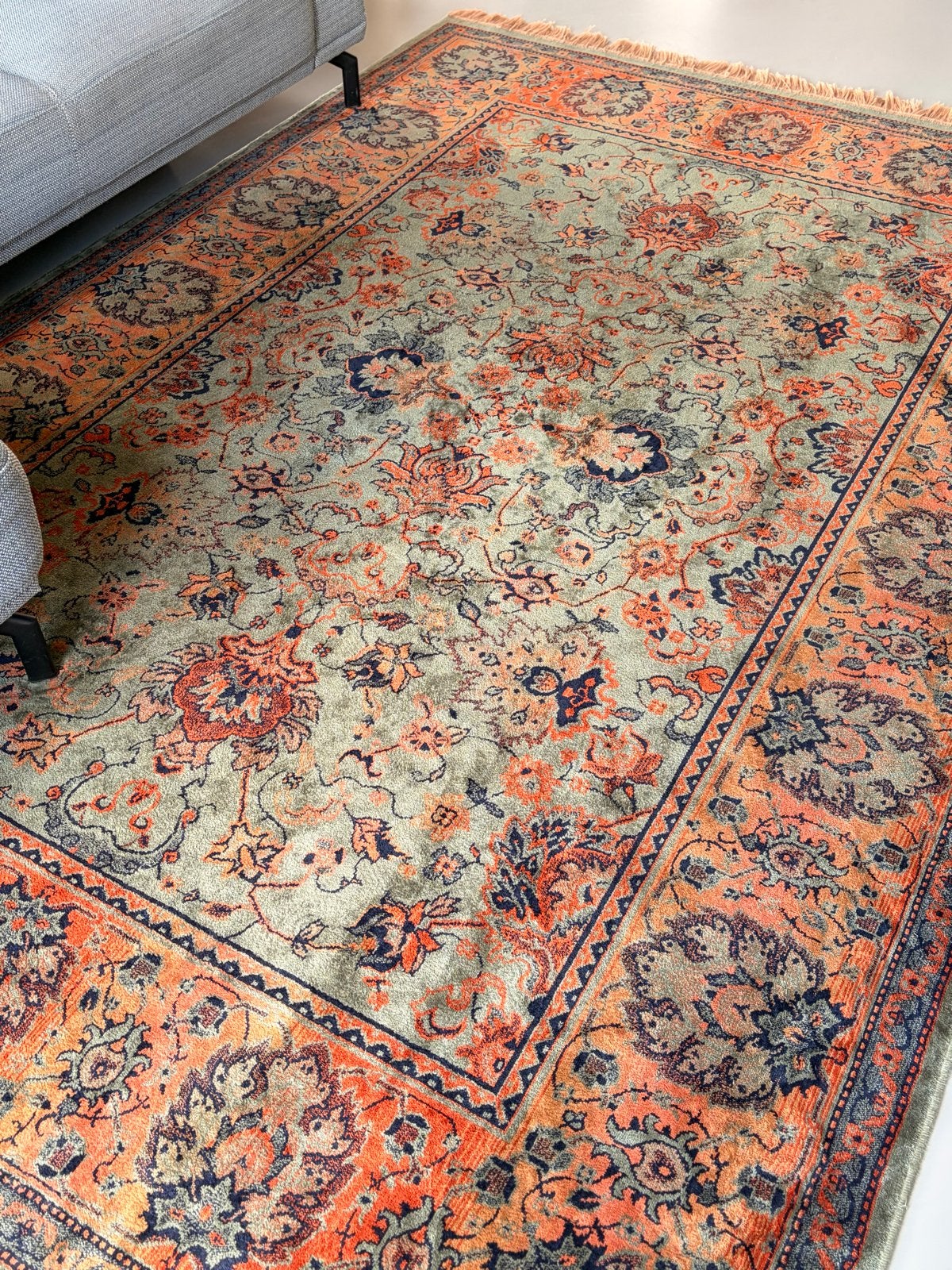 Prachtig Perzisch tapijt - 200x300 cm - Oud Groen/Oranje, Huis en Inrichting, Stoffering | Tapijten en Kleden, Ophalen, Gebruikt