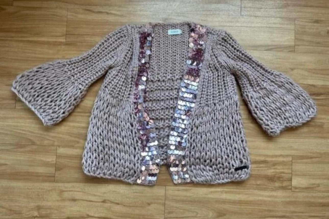 Lichtroze vest van wol met glitter - senes - onesize, Ophalen of Verzenden, Zo goed als nieuw, Roze