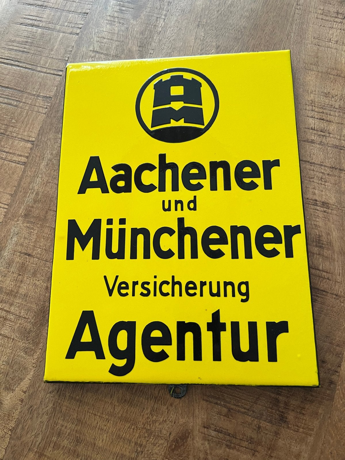 Vintage Emaille Reclamebord Aachener und Münchener, Ophalen of Verzenden