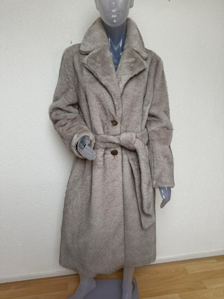 NoSecrets Milano taupe teddy gevoerde mantel - 38 - NEW, Kleding | Dames, Verzenden, Zo goed als nieuw, Maat 38/40 (M)