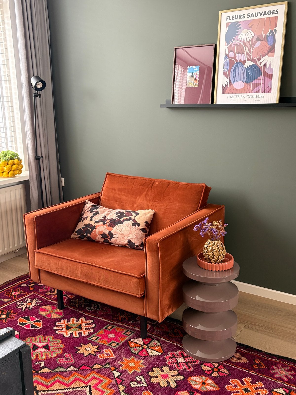 Comfortabele oranje fauteuil - Zo goed als nieuw, Ophalen, 75 tot 100 cm, Zo goed als nieuw, 100 tot 125 cm