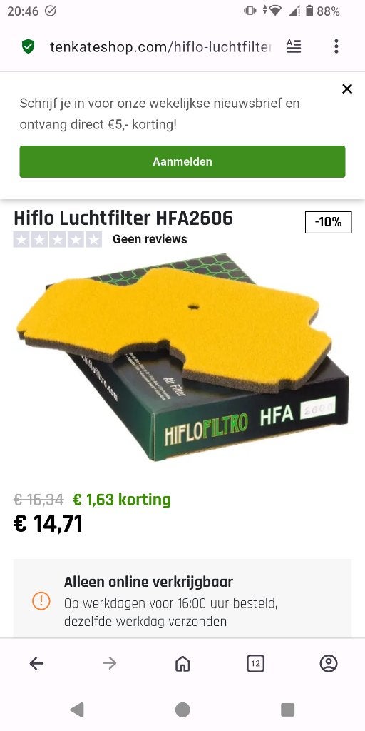 Hiflo filtro luchtfilter SKU: HFA2606, Ophalen of Verzenden