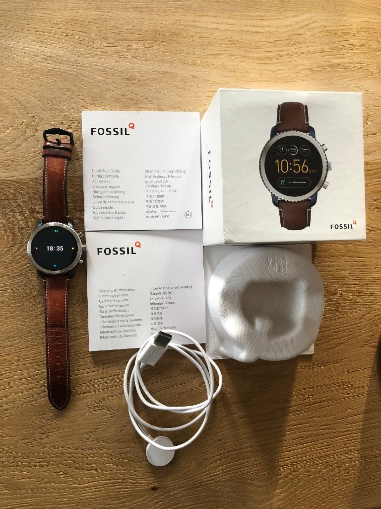 Smartwatch Fossil, Sieraden, Tassen en Uiterlijk, Horloges | Heren, Overige merken, Leer, Staal, Polshorloge