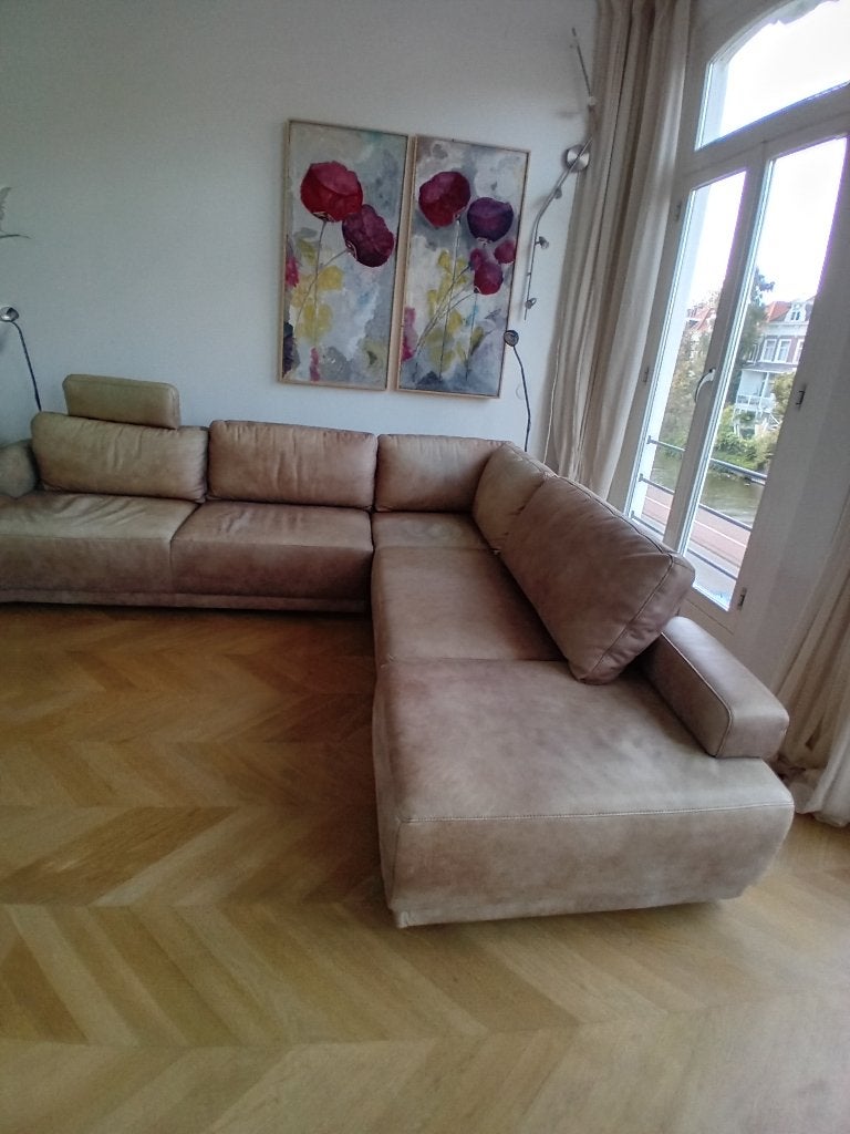 Lederen hoekbank van Montel, Ophalen, 250 tot 300 cm, Leer, Zo goed als nieuw