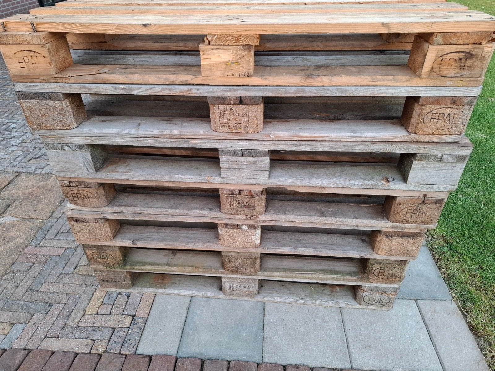 7 pallets - europallets, Doe-het-zelf en Verbouw, Hout en Planken, Ophalen, Gebruikt, 25 tot 50 mm, Pallet