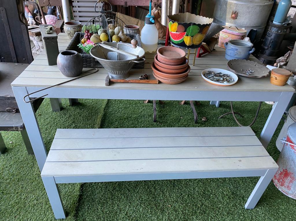 Mooie tafel plus bankje, Ophalen, Zo goed als nieuw, Aluminium
