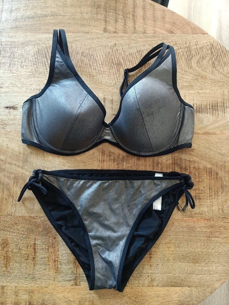 Prima donna bikini 85 E broekje 40 ZGAN zilver zwart 85E, Ophalen of Verzenden, Zo goed als nieuw, Bikini, Prima Donna