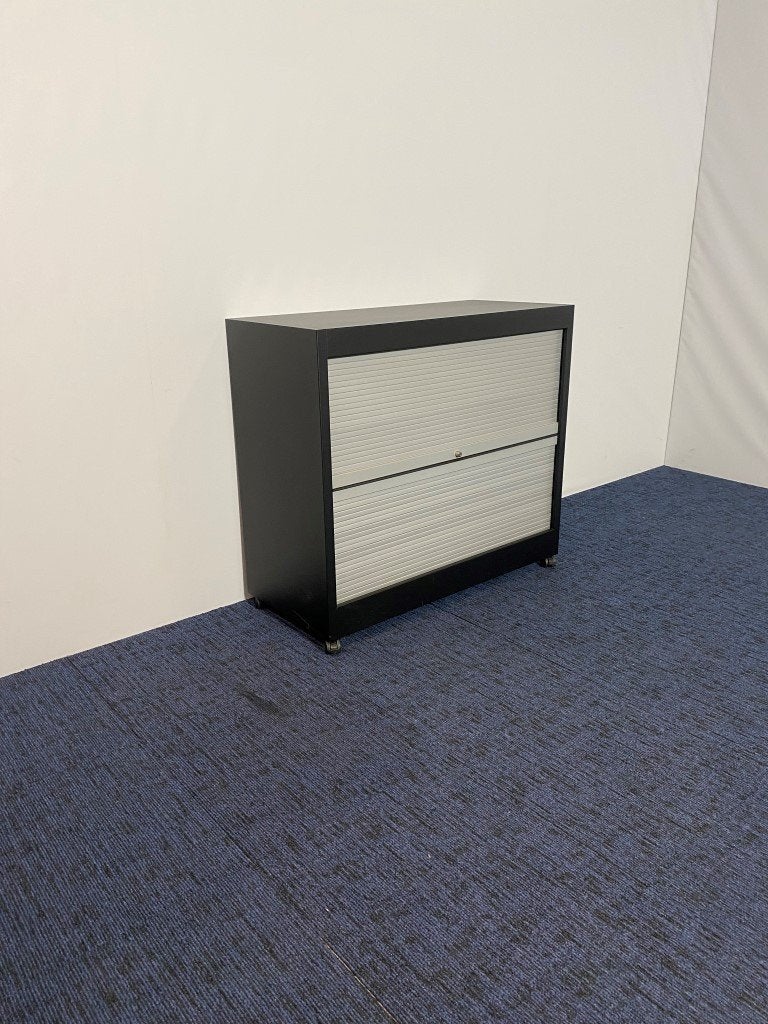 1 x Roldeurkast Unifor (verrijdbaar), zwart/aluminium, Ophalen, Gebruikt