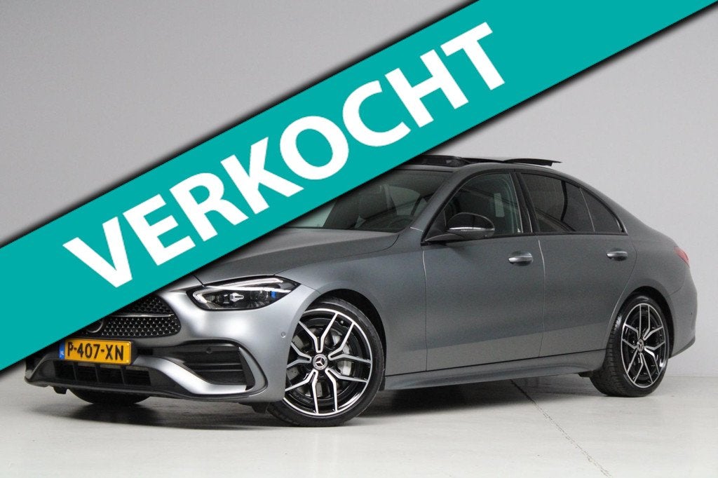 Mercedes-Benz C-klasse 180 AMG Line Night Pakket Magno Grey, Auto's, Automaat, Euro 6, 4 cilinders, Automatische klimaatregeling