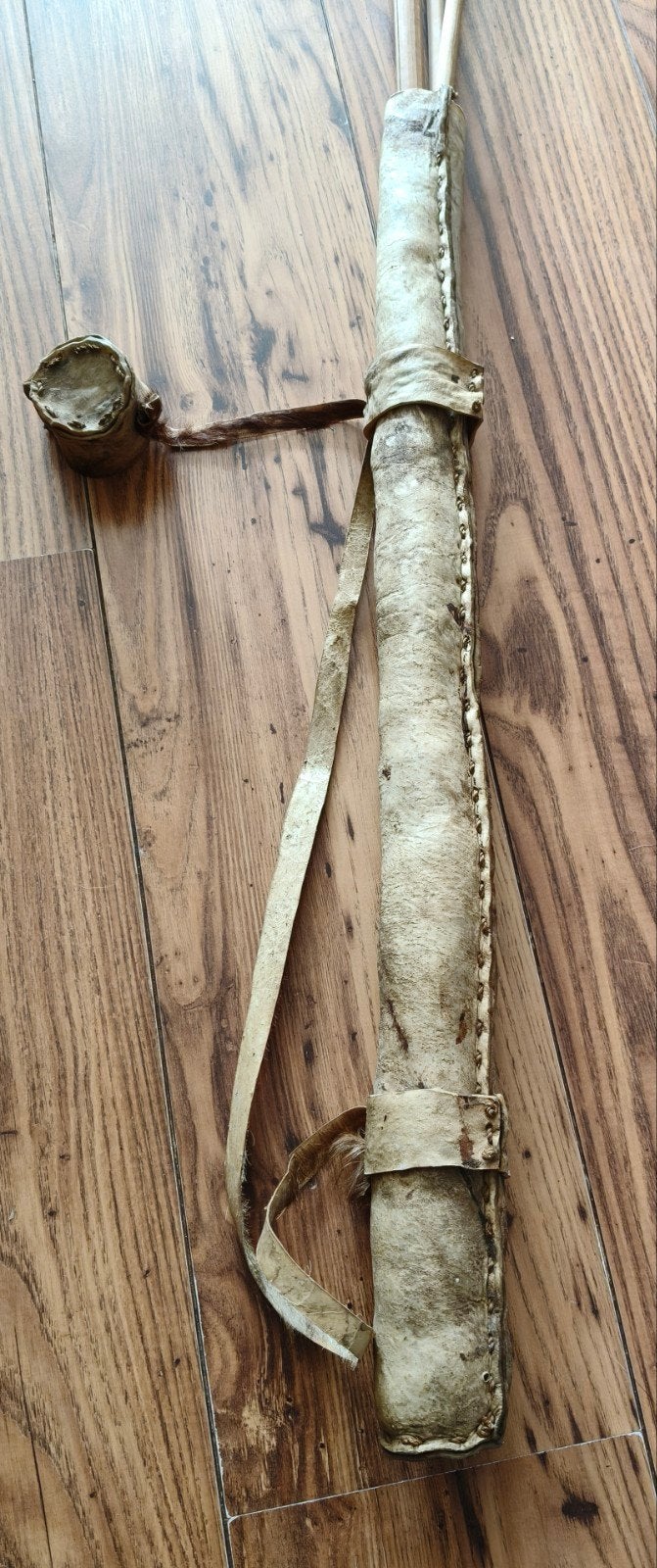 Handgemaakte pijl en boog set met leren koker, Ophalen of Verzenden, Gebruikt