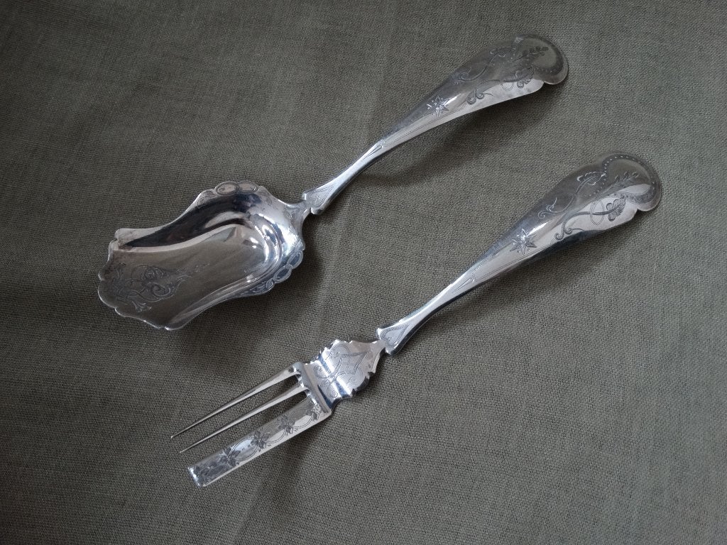 Zilveren couvert, gembercouvert, 19e eeuws zilver, Antiek en Kunst, Antiek | Goud en Zilver, Ophalen of Verzenden, Zilver