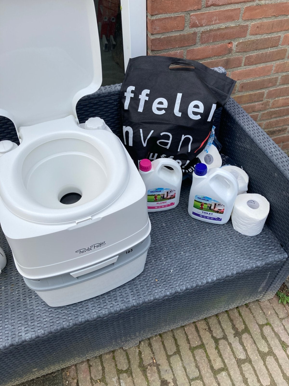 Porta Potti 165 chemisch toilet met toebehoren, Caravans en Kamperen, Ophalen, Zo goed als nieuw