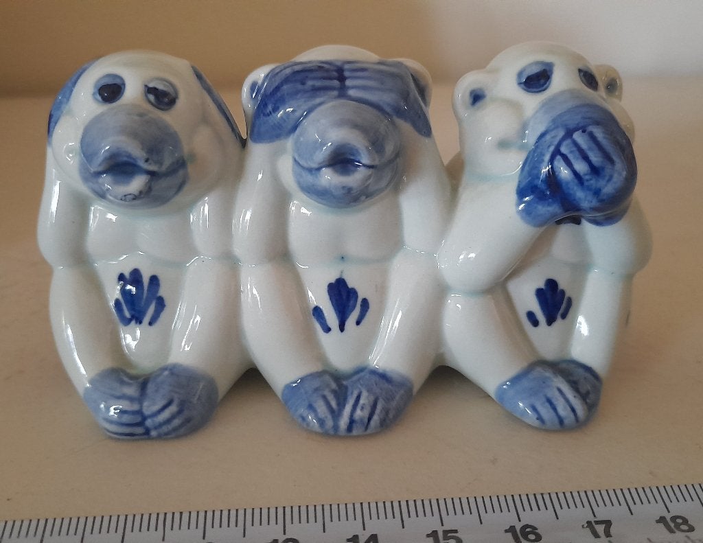 Beeldje apen - Horen, zien en zwijgen, Ophalen of Verzenden, Gebruikt, Dier