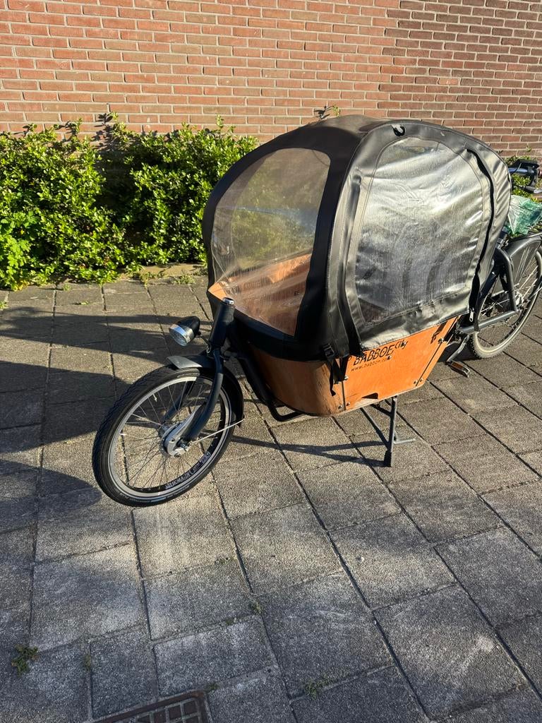 Babboe City elektrische bakfiets met huif, Gebruikt, Huif, 2 kinderen, Trommelrem