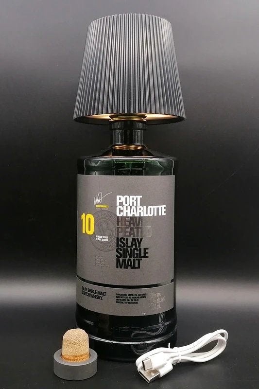 USB lamp met lege PORT CHARLOTTE whisky fles, Verzamelen, Glas en Borrelglaasjes, Ophalen of Verzenden, Zo goed als nieuw, Overige typen
