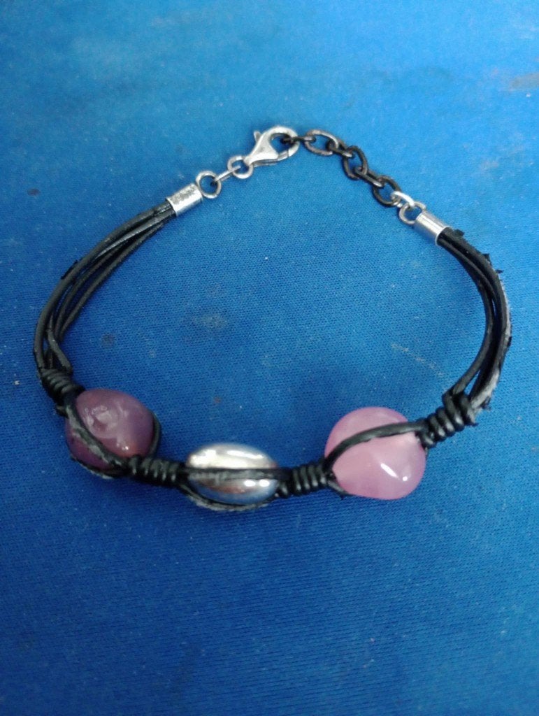 Handmade Boho Leren Armband (18-21 cm) –, Verzenden, Zwart, Leer, Met bedels of kralen