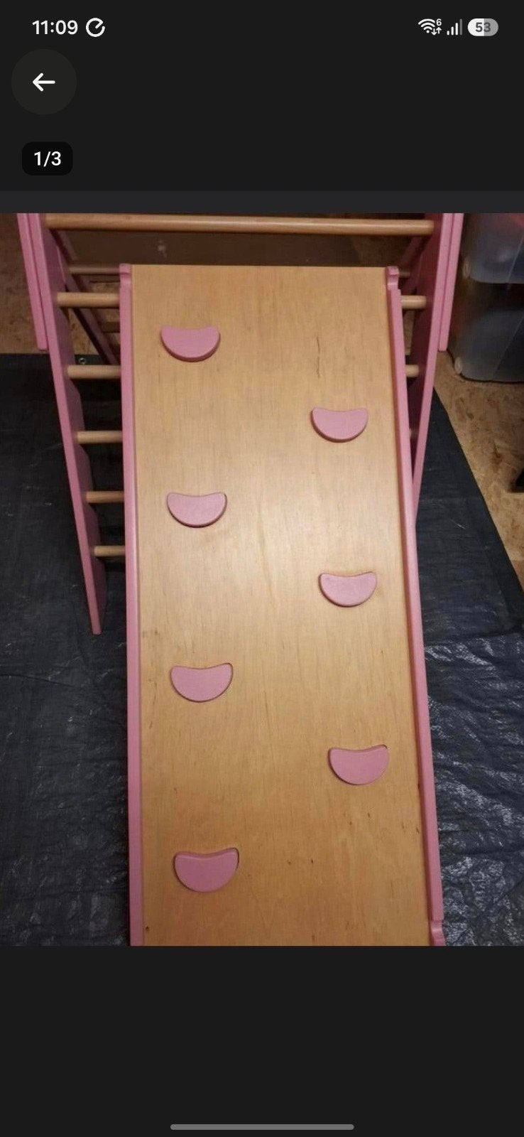 Houten klimrek met glijbaan - Zo goed als nieuw, Ophalen, Zo goed als nieuw, Glijbaan