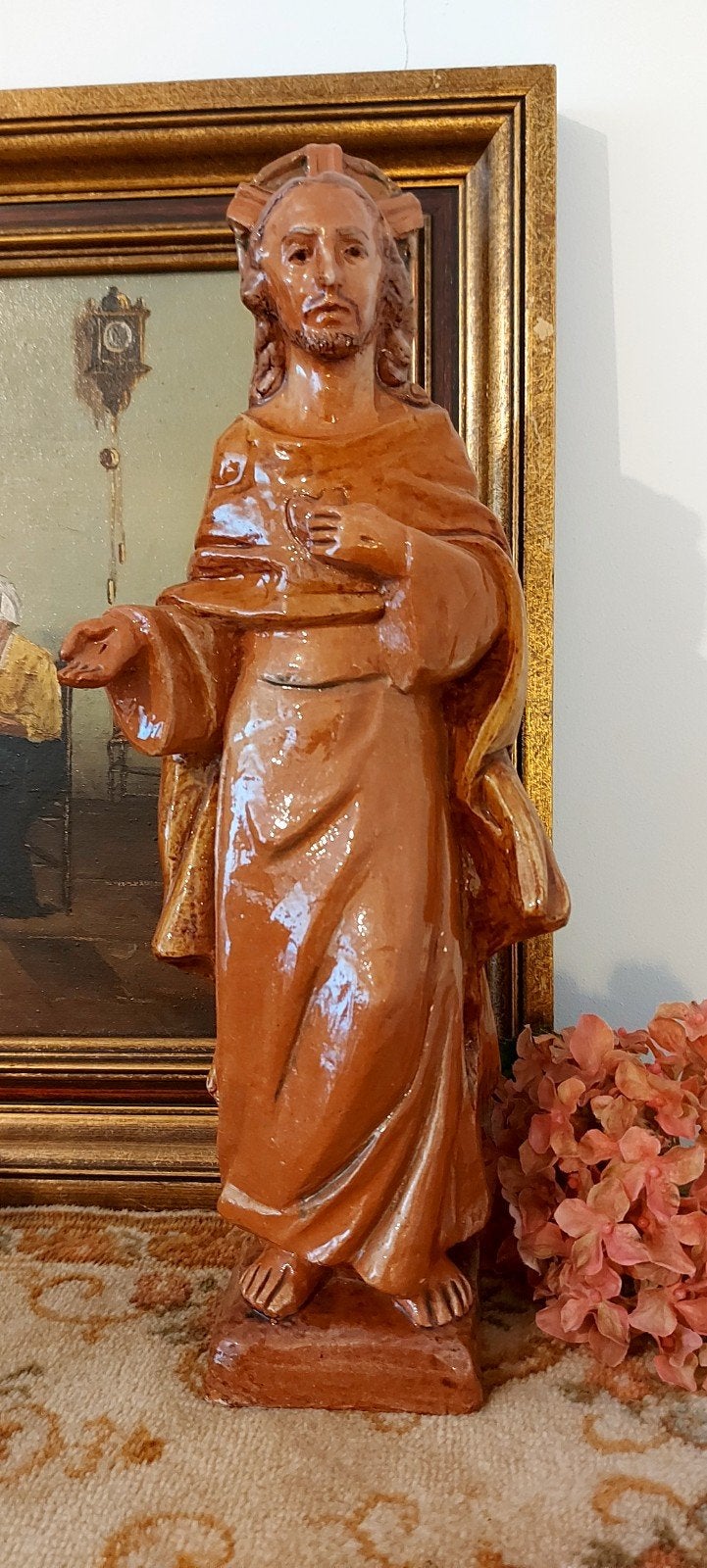 Gesigneerd groot beeldhouwwerk: Heilig Hart beeld, Antiek en Kunst, Ophalen