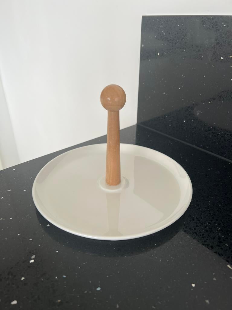 Porselein en bamboe serveerschaal, Ophalen of Verzenden, Nieuw