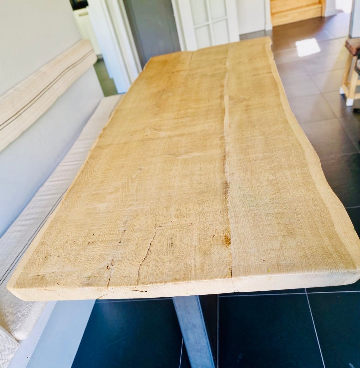 Boomstamtafel 240x100 cm - Ruimte voor 10 personen, Ophalen, Gebruikt, 100 tot 150 cm, Eikenhout