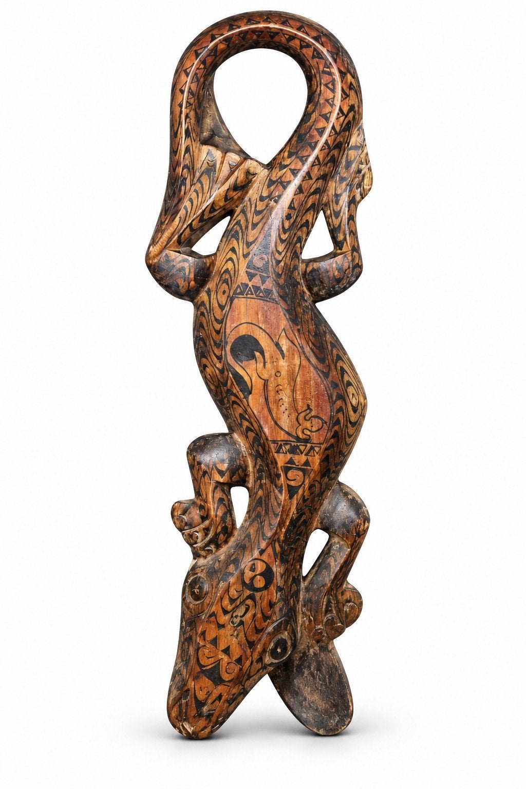 Handgesneden houten salamander/gekko uit Bali, Antiek en Kunst, Overige onderwerpen, Houtsnijwerk, Ophalen of Verzenden, Hout