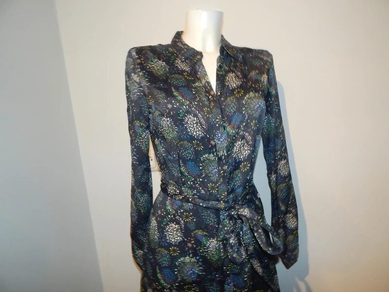 POM Amsterdam x katja door knoop jurk boeket print 38, Maat 38/40 (M), Zo goed als nieuw, Pom Amsterdam, Onder de knie