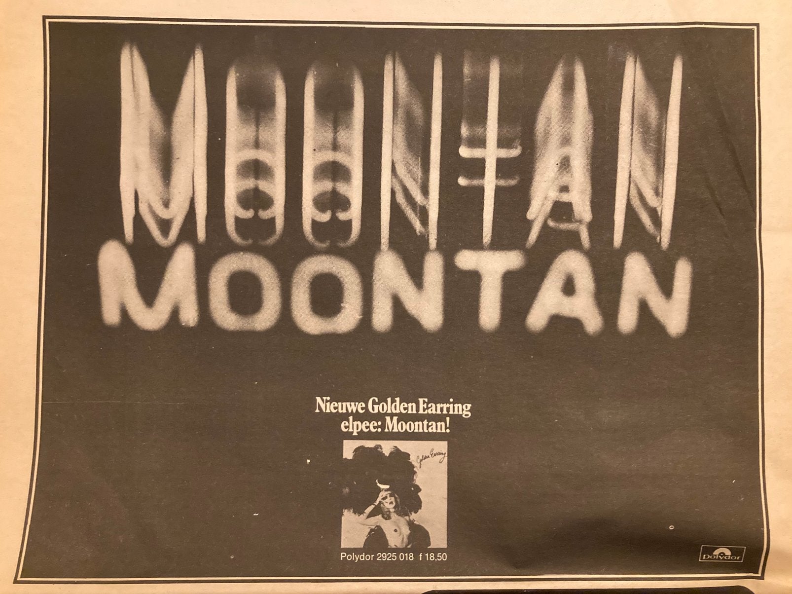 GOLDEN EARRING Moontan release A4 advertentie, Ophalen of Verzenden, Gebruikt
