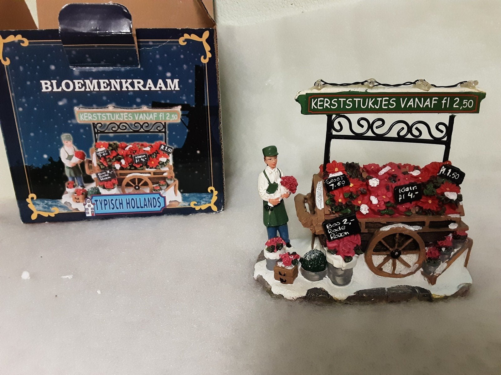 Typisch Hollands Bloemenkraam, kerststerren kerstdorp, Ophalen of Verzenden