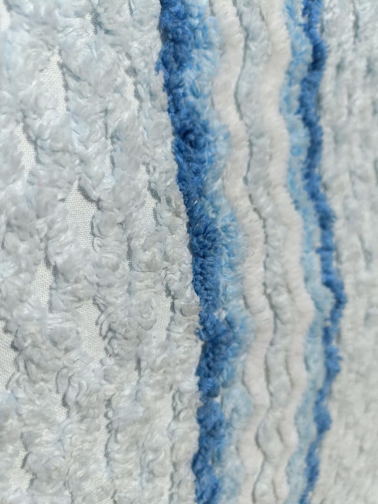 Vintage sprei in blauw badstof katoen 150x215 (N54), Huis en Inrichting, Gebruikt, Blauw, Tweepersoons, Ophalen of Verzenden