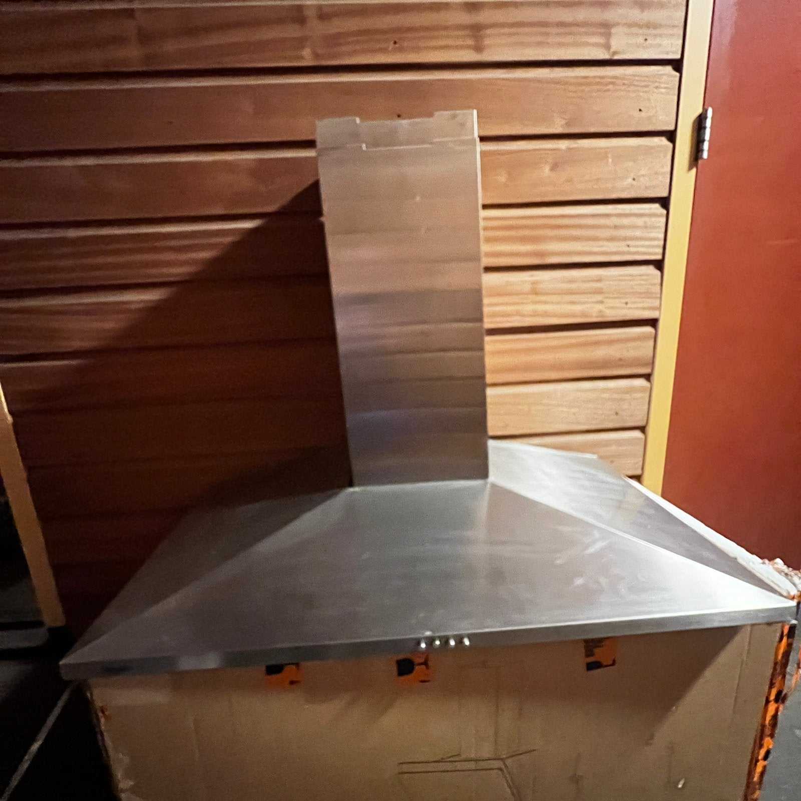 Pelgrim rvs afzuigkap 90 cm motor en verlichting, Ophalen, Gebruikt, Wandschouwkap, 400 tot 600 m³ per uur