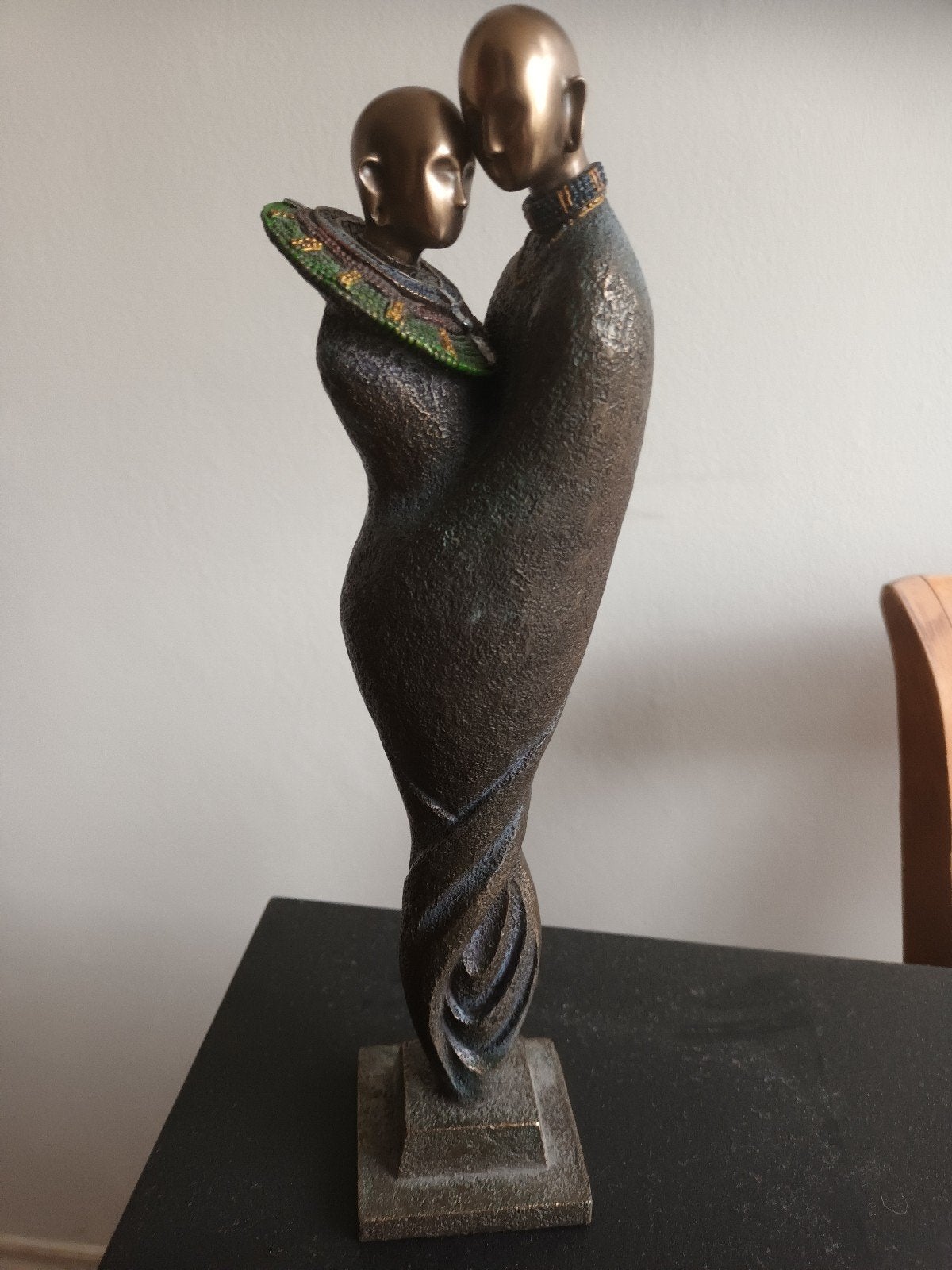 African Lover Embrace Zawadi brons Afrikaans beeld beeldje, Groep mensen, Ophalen of Verzenden, Brons, 20 - 50 cm