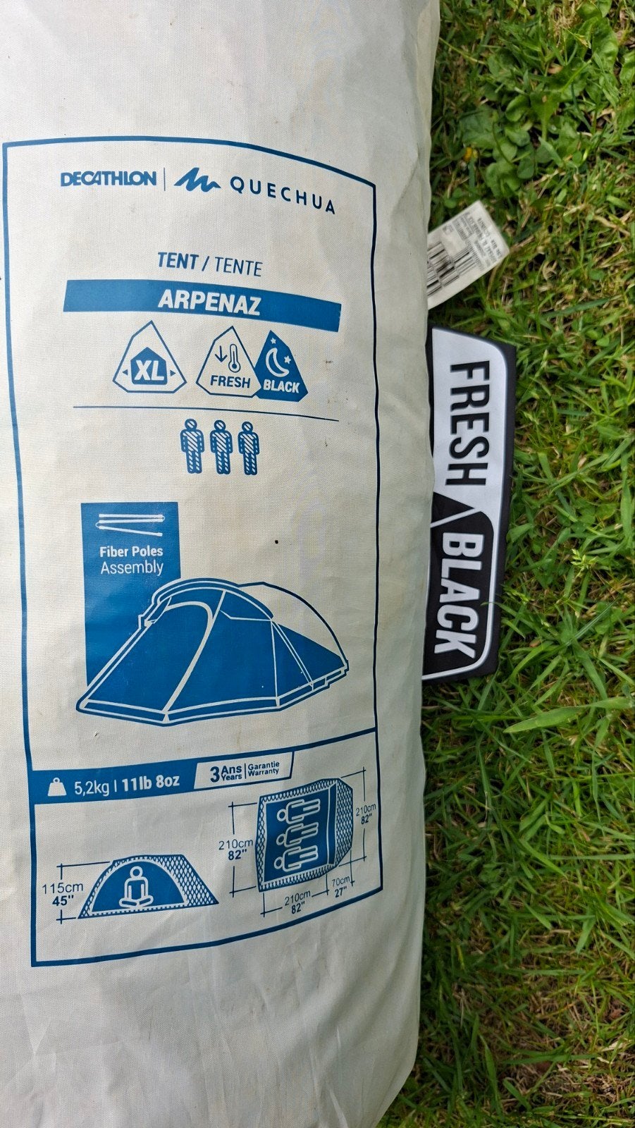 Quechua Arpenaz 3 Fresh & Black XL Tent, Ophalen
