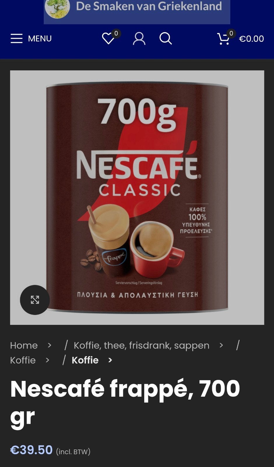 2 grote blikken Nescafe Classic a 700 gram, Ophalen of Verzenden