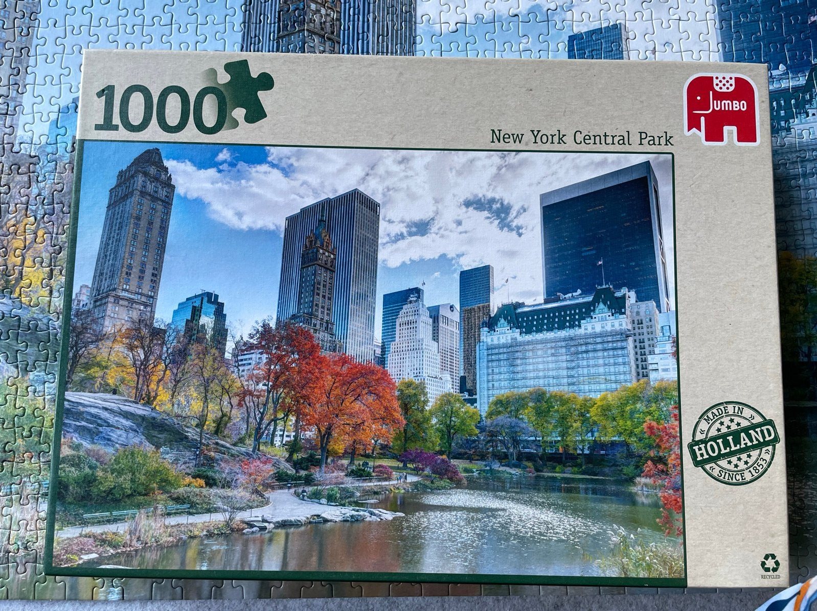 Jumbo Legpuzzel New York Central Park 1000 stukjes, Hobby en Vrije tijd, Ophalen of Verzenden, 500 t/m 1500 stukjes, Zo goed als nieuw