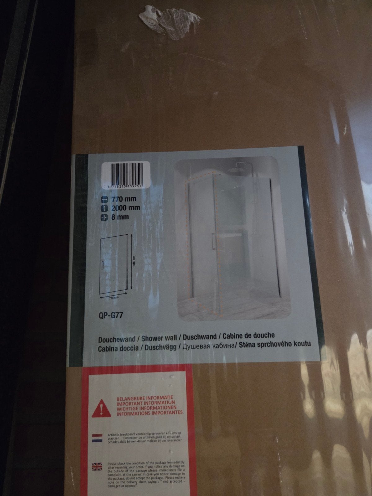 Nieuwe douchewand met deur, wit, in doos, Doe-het-zelf en Verbouw, Sanitair, Ophalen of Verzenden, Nieuw, Glas, Douche