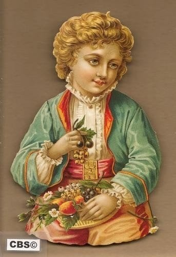 Nostalgisch jongetje eet fruit poezieplaatjes 5013, Verzamelen, Ophalen of Verzenden