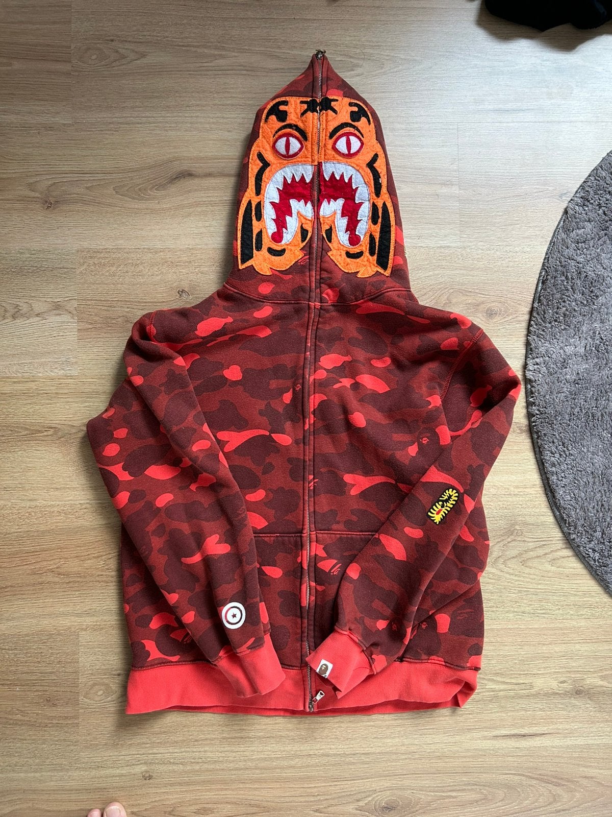 BAPE Color Camo Tiger Full Zip Hoodie (FW18) rood, Ophalen, Gedragen, Maat 56/58 (XL), Rood