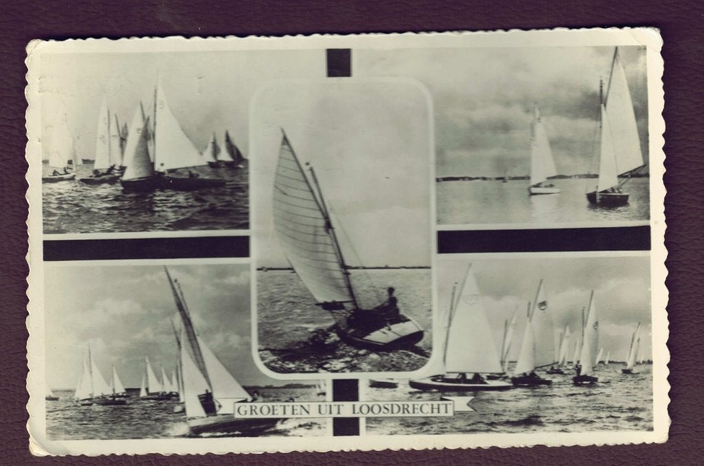 Loosdrecht - Groeten uit - 5-luik - 1957 (pst.Hilversum '59), Ophalen of Verzenden, 1940 tot 1960, Gelopen, Noord-Holland