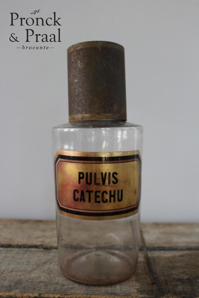 Oude antieke Franse apothekers pot Pulvis *Pronck & Praal*, Ophalen of Verzenden