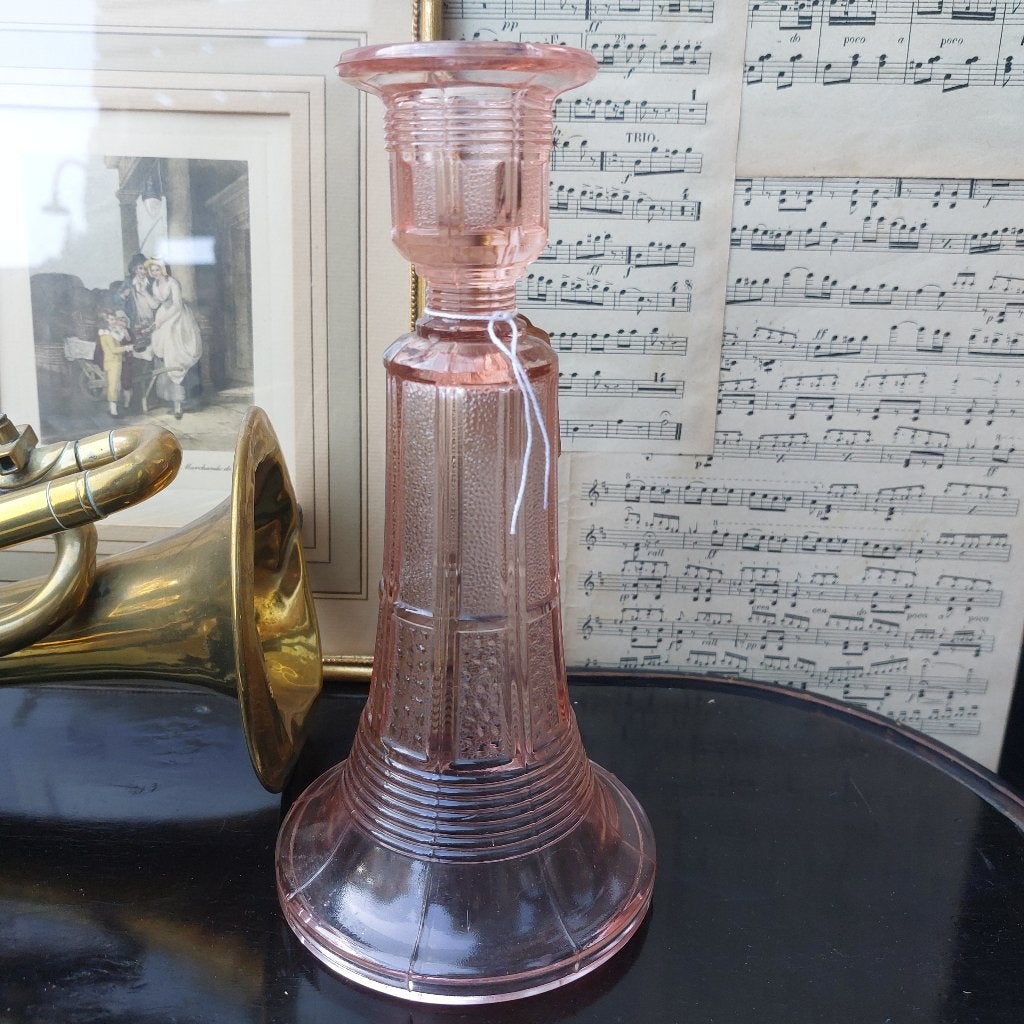 kandelaar in roze van Val Saint Lambert Luxval, Allard, Ophalen of Verzenden, Glas