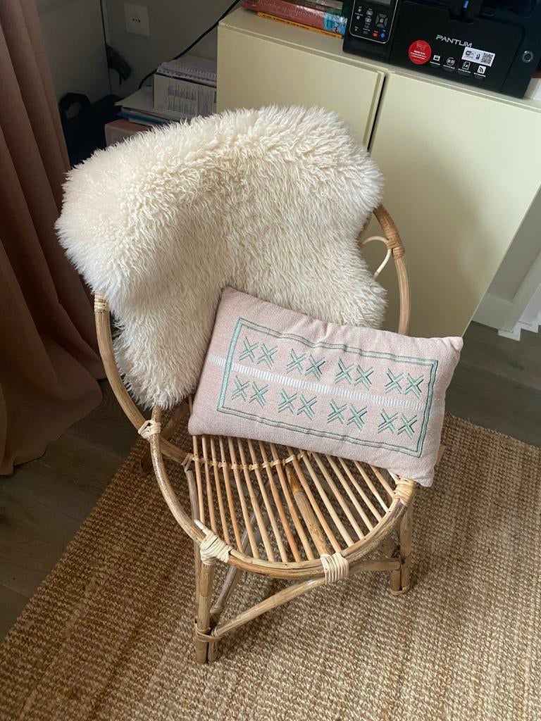 Madam Stoltz Bamboe Loungestoel - Bohemian Stijl, Ophalen, Gebruikt, Bruin, Riet of Rotan