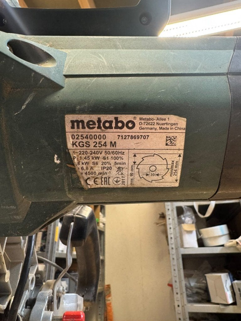metabo KGS 254 M afkortzaag, Ophalen, Gebruikt, 70 mm of meer, Afkortzaag