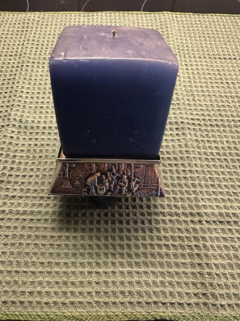 Zilpa kubus kaarsenhouder met kaars, Ophalen of Verzenden, Zilver