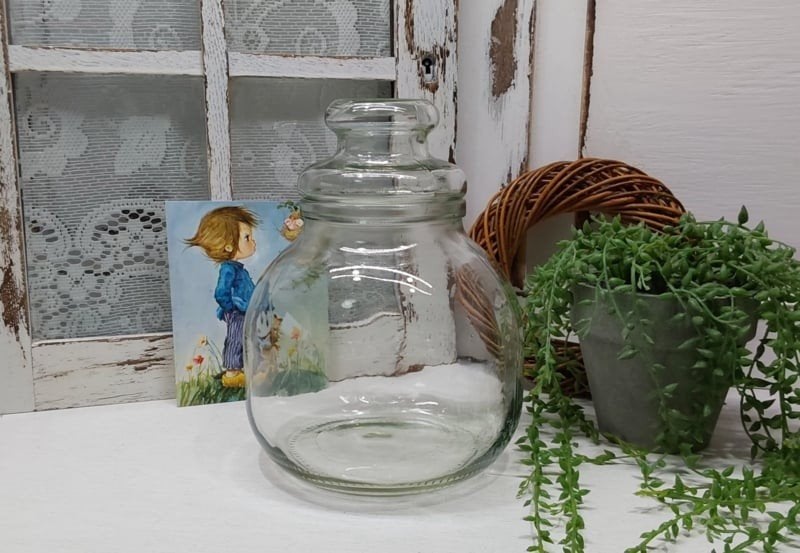 Glazen pot, snoeppot, ., Ophalen of Verzenden, Zo goed als nieuw, .