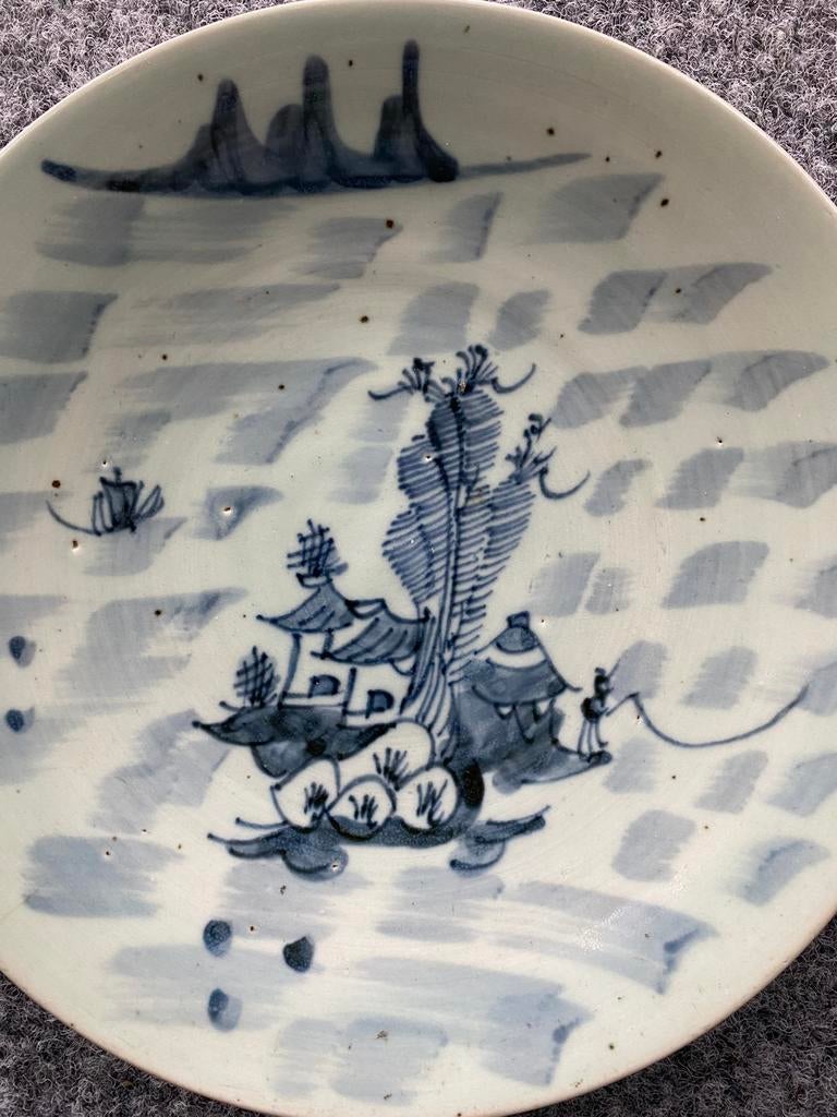 Antoeke schotel celadon glazuur, Ophalen of Verzenden