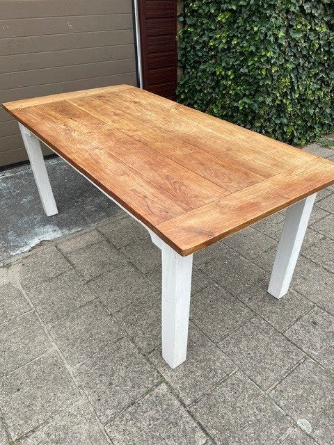 Eettafel rechthoekig, Ophalen, Zo goed als nieuw, Vijf personen of meer, 150 tot 200 cm
