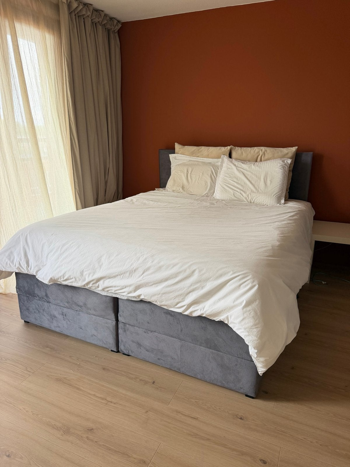 Tweepersoons boxspring met opbergruimte en topper - ZGAN, Tweepersoons, Ophalen of Verzenden, Zo goed als nieuw, 200 cm
